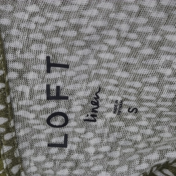 Loft SZ Small Top Green & White 100% Linen Cap Sleeve Lightweight - Picture 6 of 8